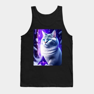 Sparkling British Shorthair In Snowy Forest Tank Top